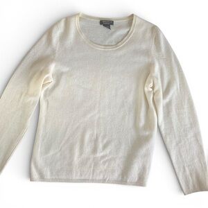 Lord & Taylor 100% Cashmere Sweater XL Ivory Cream Luxury Soft Classic Crewneck